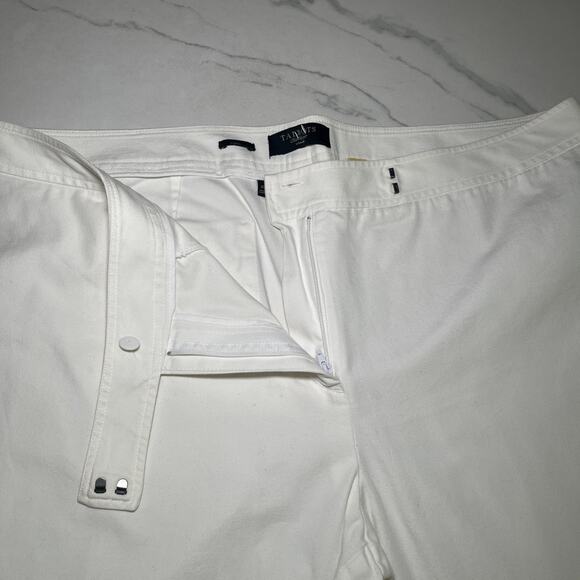 Talbots Classic Fit Straight Crop Leg Cotton White Pants 18W High Rise Stretch - Picture 2 of 9